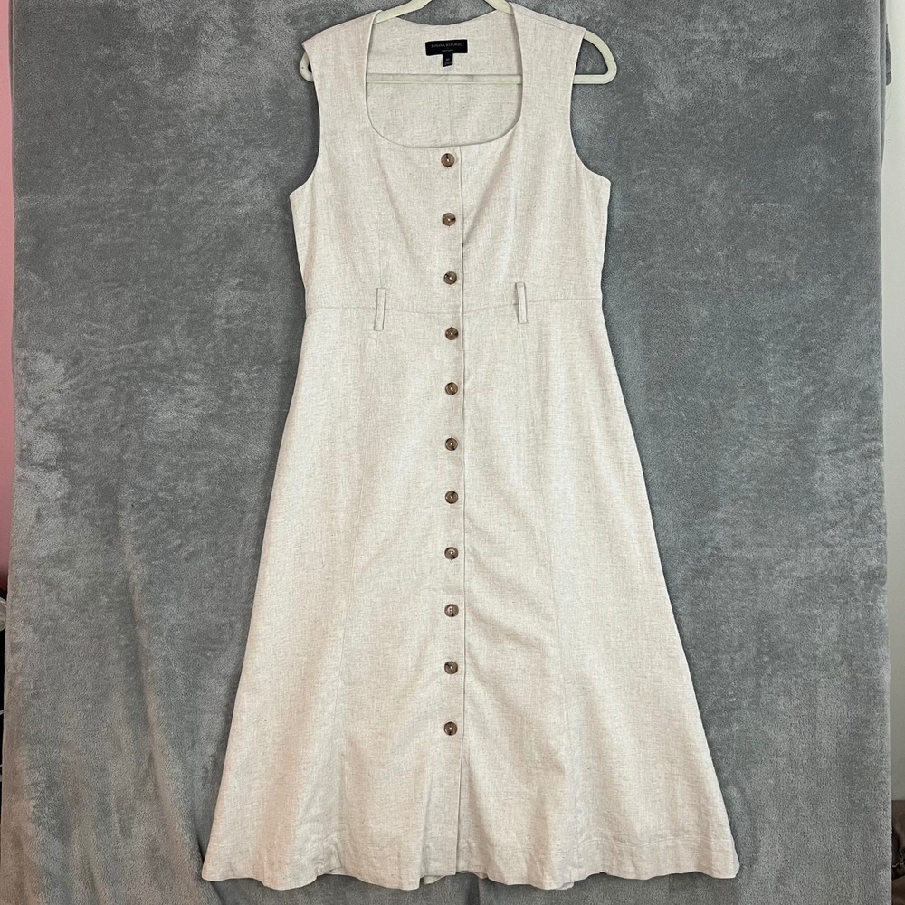 Banana Republic Maxi Dress Womens 10 Linen Blend Chic Elegant Classic